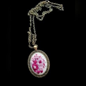 Something Pink | Hand Embroidered Pendant Necklace | Hale Finery